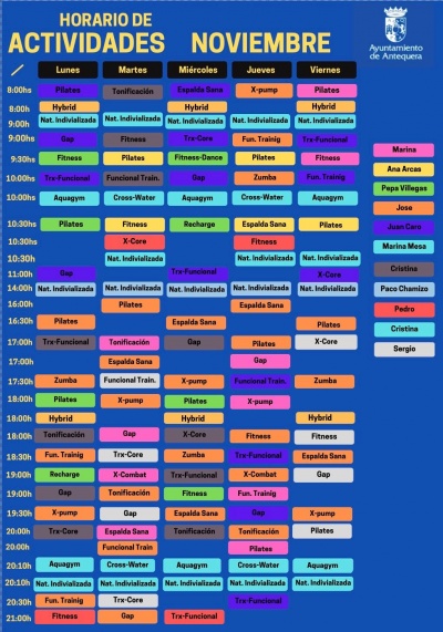 Horario Actividades Noviembre