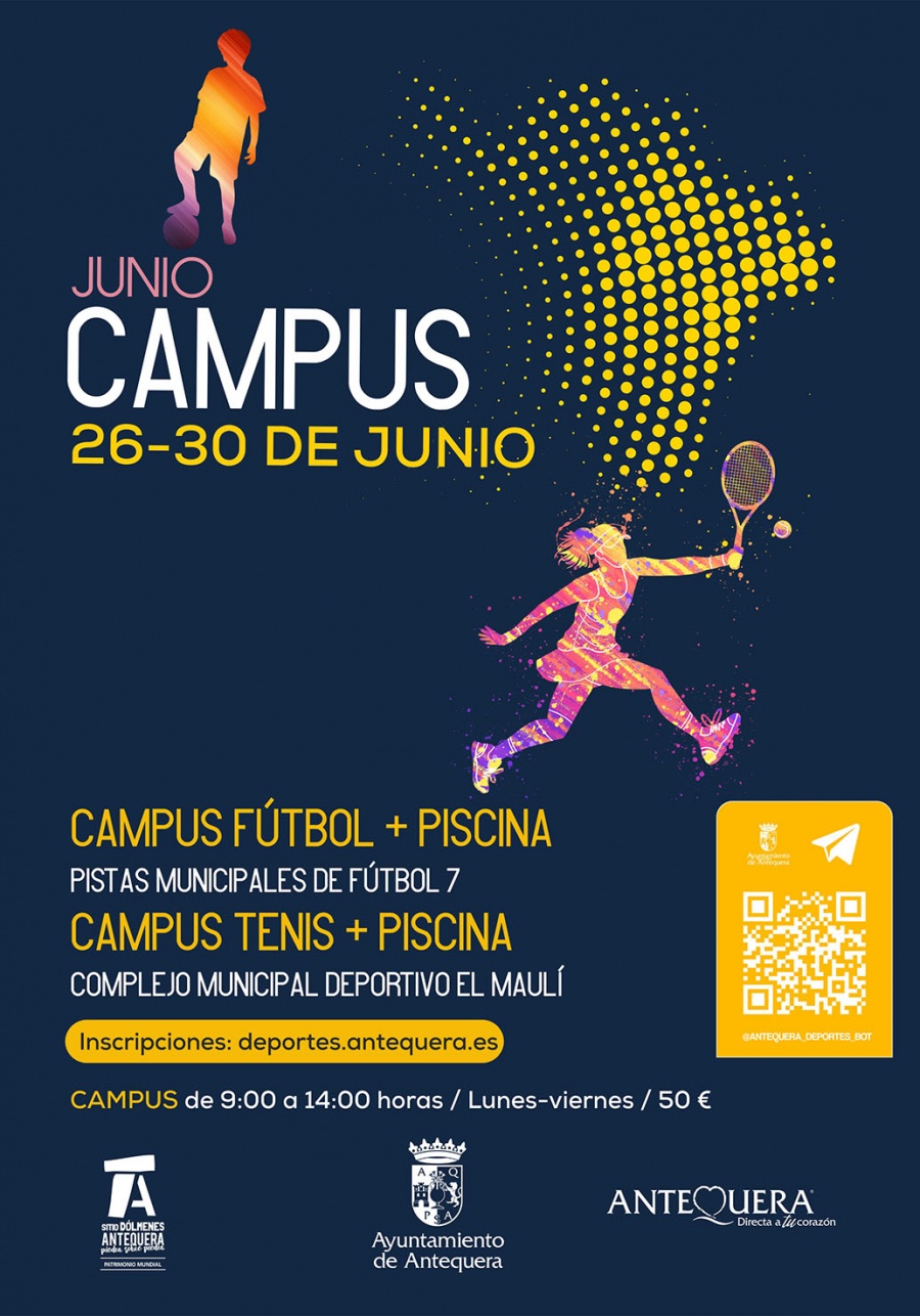 El Área de Deportes organiza dos campus deportivos de tenis y fútbol para niños a desarrollar entre el lunes 26 y el viernes 30 de junio