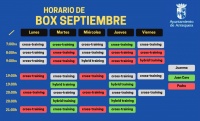 Horario actividades Septiembre Box y Hibryd training
